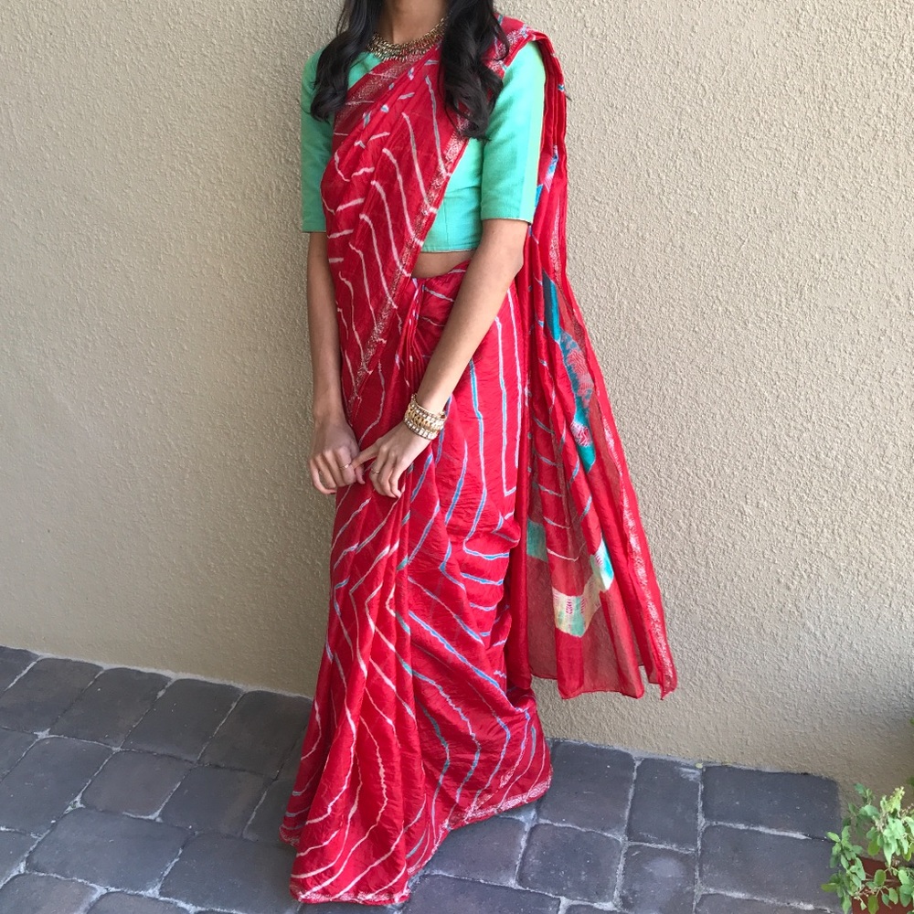 Red sari and blouse